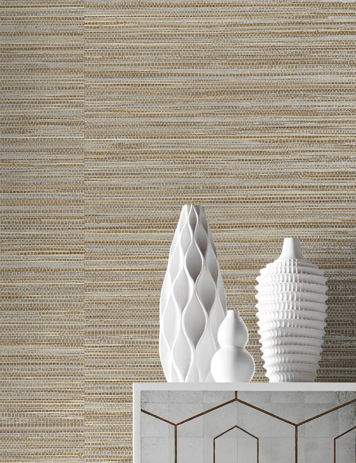 Seabrook Designs Luxe Sisal Pashmina & Metallic Silver Wallpaper LN20806