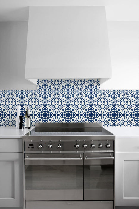 Seabrook Designs Villa Mar Tile Denim Blue Wallpaper LN30312