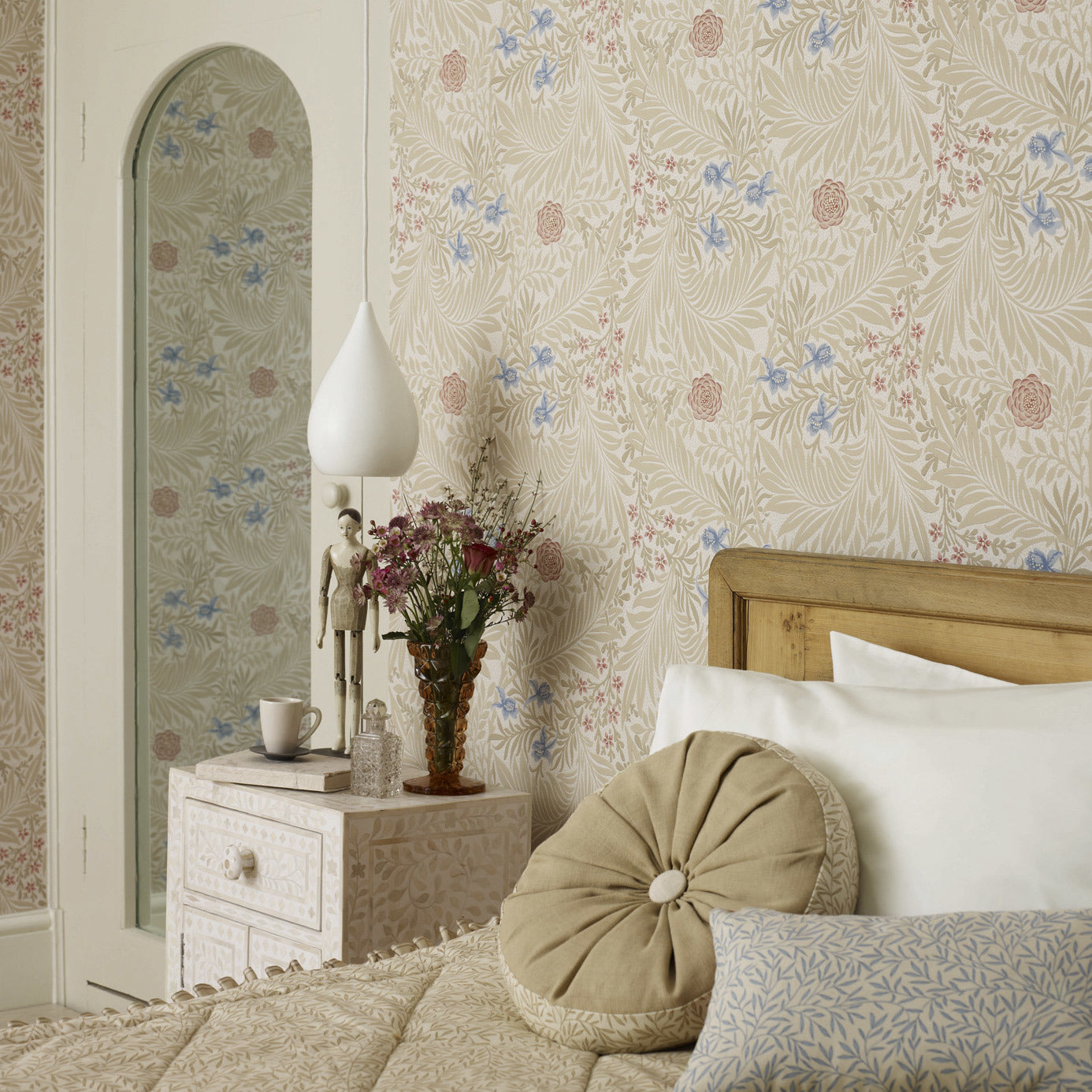 Morris & Co Larkspur Olive/Lilac 212555 Wallpaper DARW212555