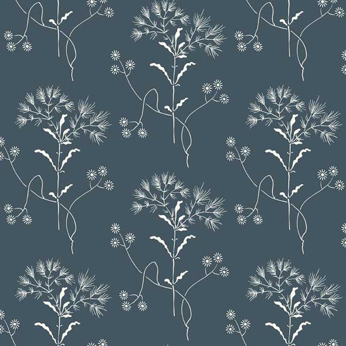 Magnolia Home Wildflower White On Navy Wallpaper ME1518