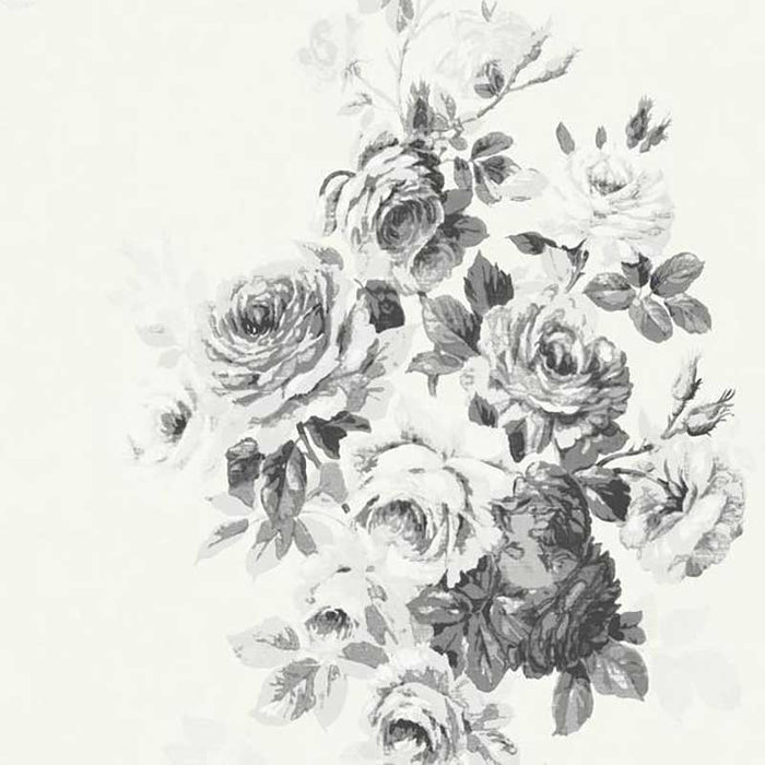 Magnolia Home Tea Rose Black/White On White Wallpaper ME1534