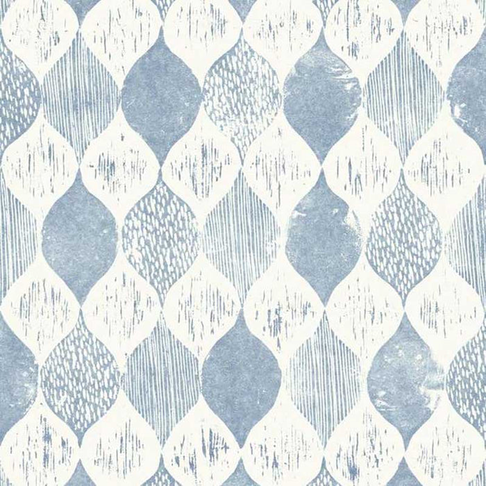 Magnolia Home Woodblock Print True Blue Wallpaper ME1568