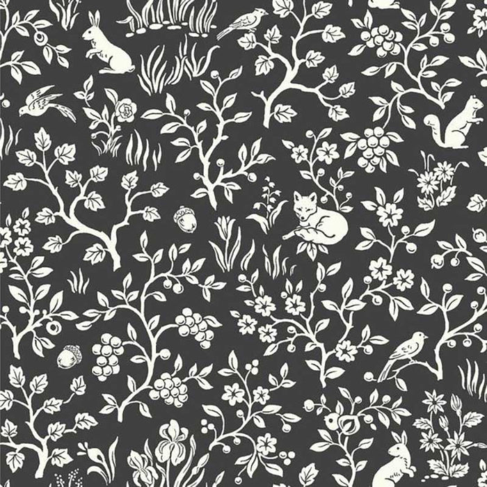 Magnolia Home Fox & Hare Straight Black Wallpaper ME1570