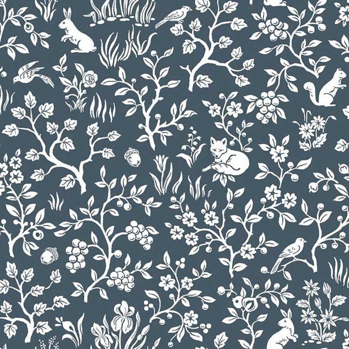 Magnolia Home Fox & Hare Navy Wallpaper ME1572