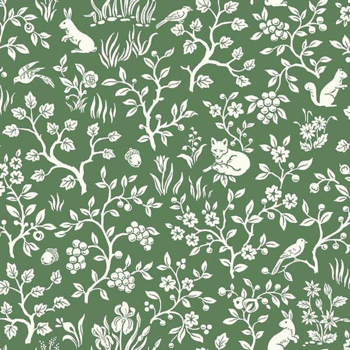 Magnolia Home Fox & Hare Forest Green Wallpaper ME1573