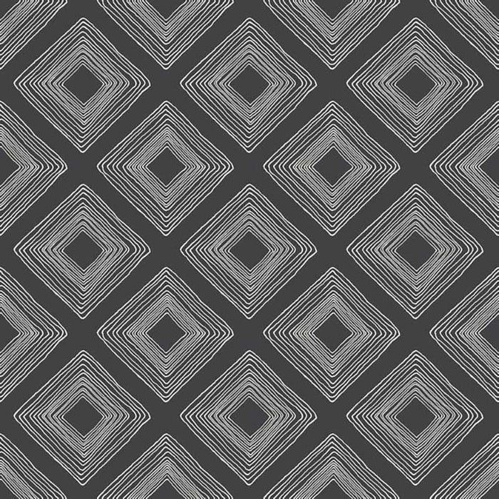 Magnolia Home Diamond Sketch White On Black Wallpaper ME1576