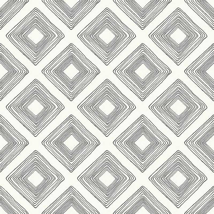 Magnolia Home Diamond Sketch Black On White Wallpaper ME1579