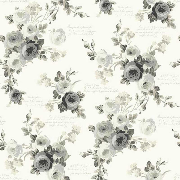 Magnolia Home Heirloom Rose Removable Gray/White Wallpaper MH1524