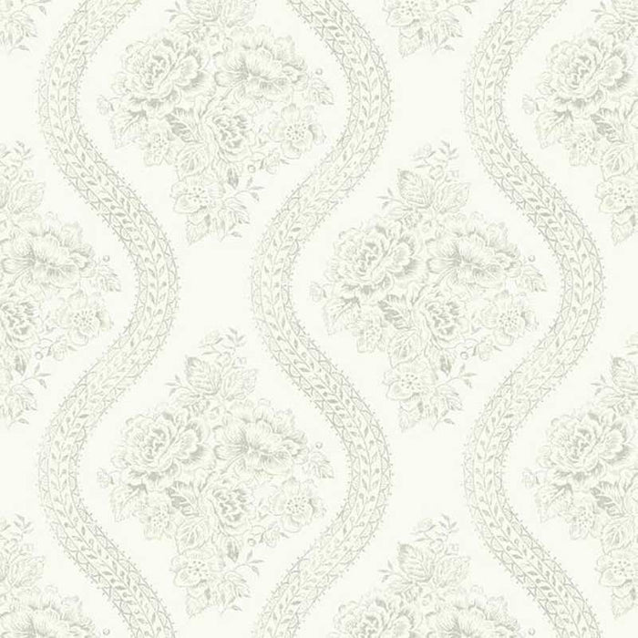 Magnolia Home Coverlet Floral Removable Gray/Off White Wallpaper MH1595