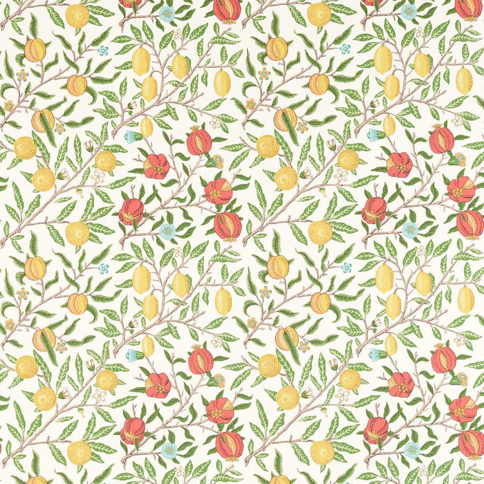 Morris & Co Fruit Leaf Green/Madder 226907 Fabric MSIM226907