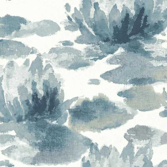 York Water Lily Dark Blue Wallpaper NA0527