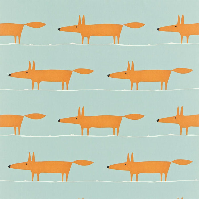 Scion Mr. Fox Sky/Tangerine/Chalk 120072 Fabric NMEL120072