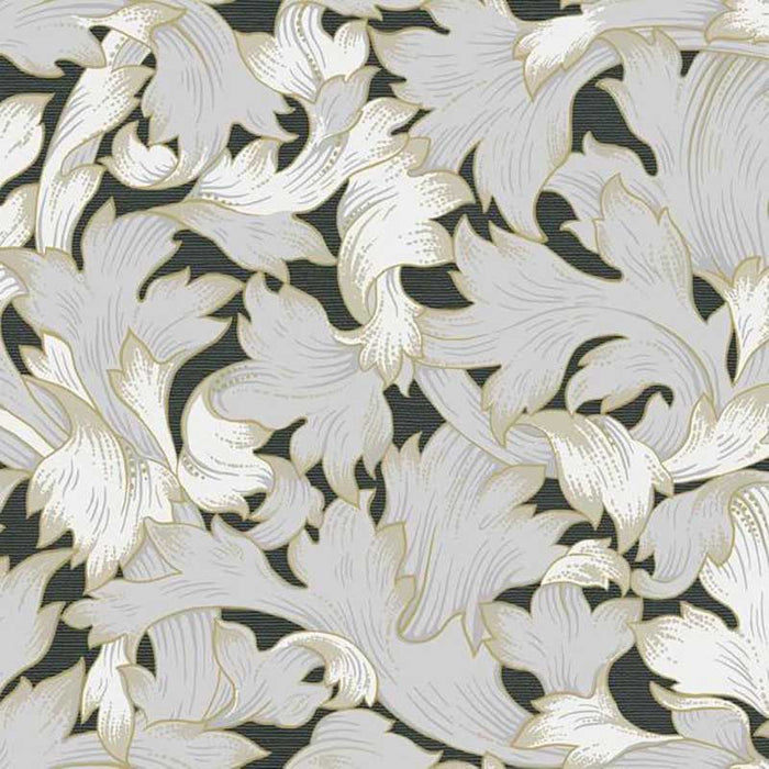 York Acanthus Toss Black/Gray Wallpaper NV5510