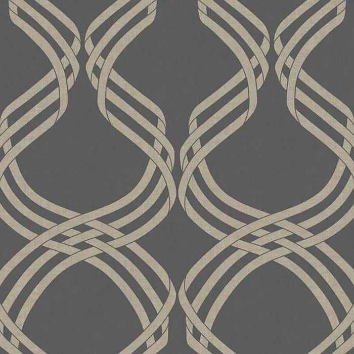 York Dante Ribbon Charcoal/Glint Wallpaper NV5568