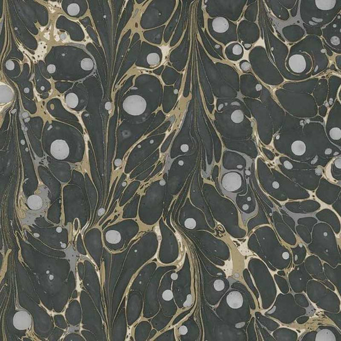 York Marbled Endpaper Black/Gold Wallpaper NV5591