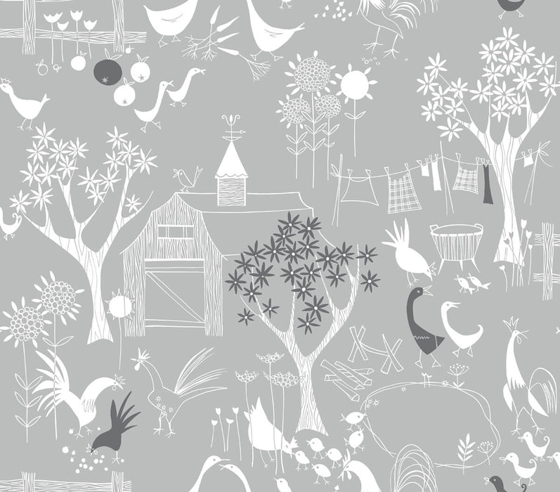 NextWall Rise and Shine Gray & White Peel & Stick Wallpaper NW34308