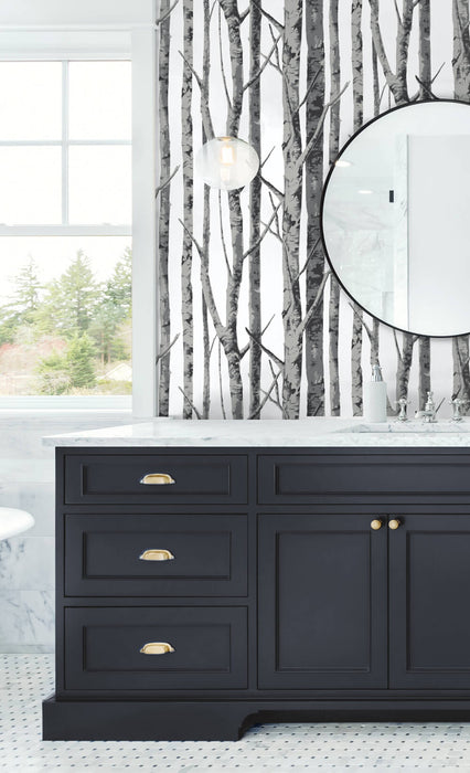 NextWall Birch Trees Monochrome Peel & Stick Wallpaper NW34800