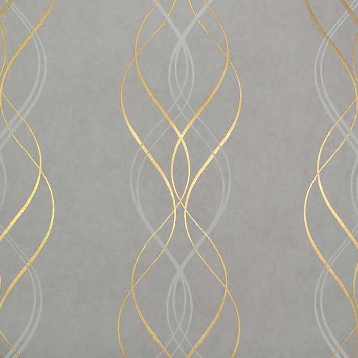 York Aurora Grey/Gold Wallpaper NW3550