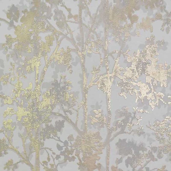 York Shimmering Foliage White/Gold Wallpaper NW3583