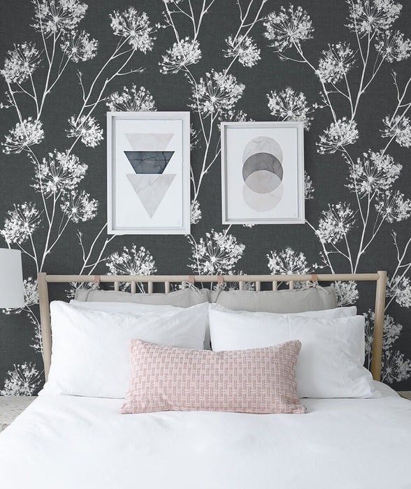 NextWall One O'Clocks Charcoal Peel & Stick Wallpaper NW36000