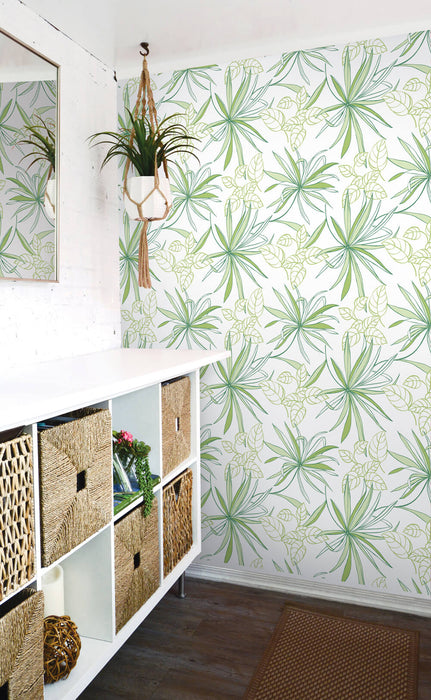 NextWall Spider Plants Green Peel & Stick Wallpaper NW36304