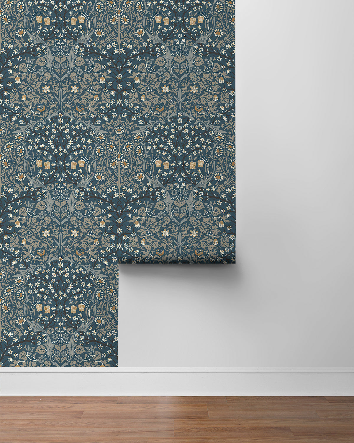 Seabrook Designs Victorian Garden Aegean Blue & Warm Stone Wallpaper NW44512