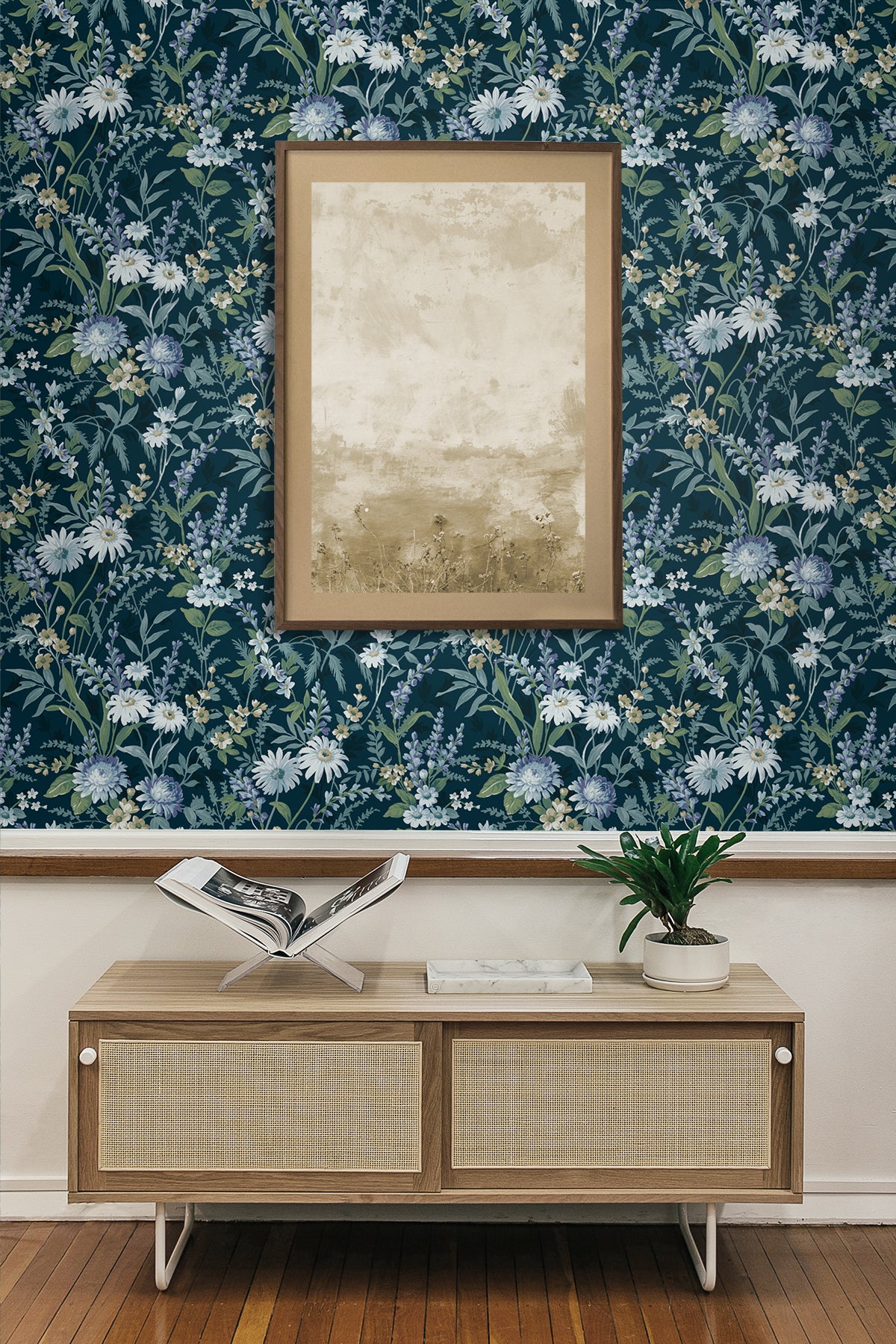 Seabrook Designs Vintage Floral Teal Wallpaper NW45712