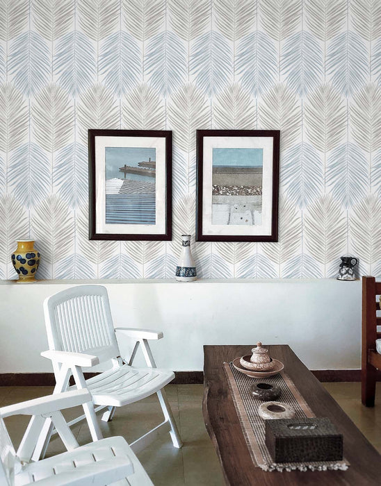 Seabrook Designs Two Toned Palm Blue Mist & Daydream Grey Wallpaper NW47900