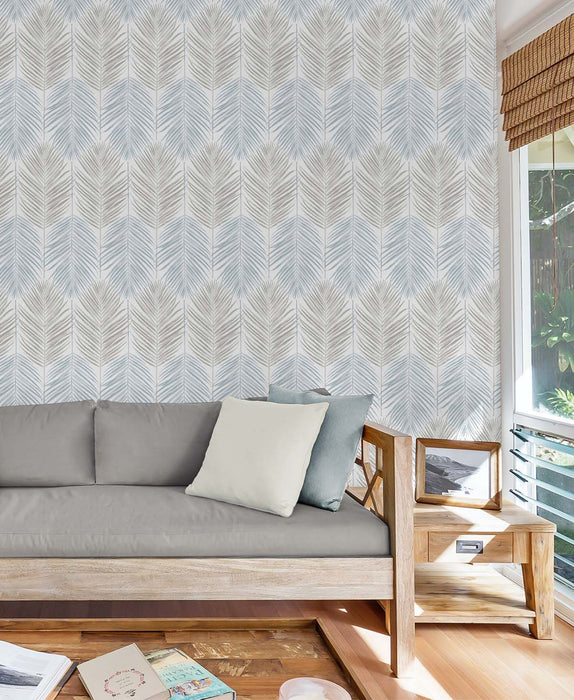 Seabrook Designs Two Toned Palm Blue Mist & Daydream Grey Wallpaper NW47900