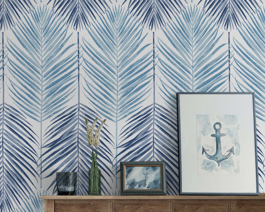 Seabrook Designs Two Toned Palm Blue Lagoon Wallpaper NW47912