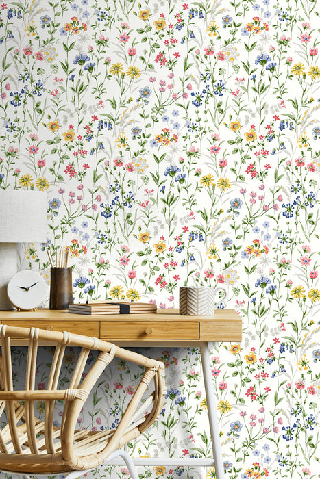 Seabrook Designs Wildflowers Prepasted Multicolored Wallpaper PR11901