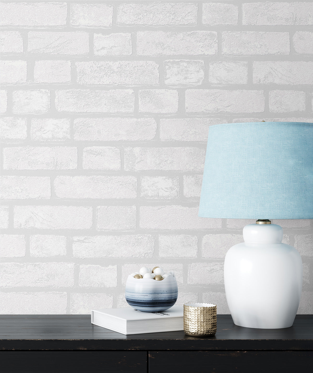 Seabrook Designs Vintage Brick White Wallpaper PW20400