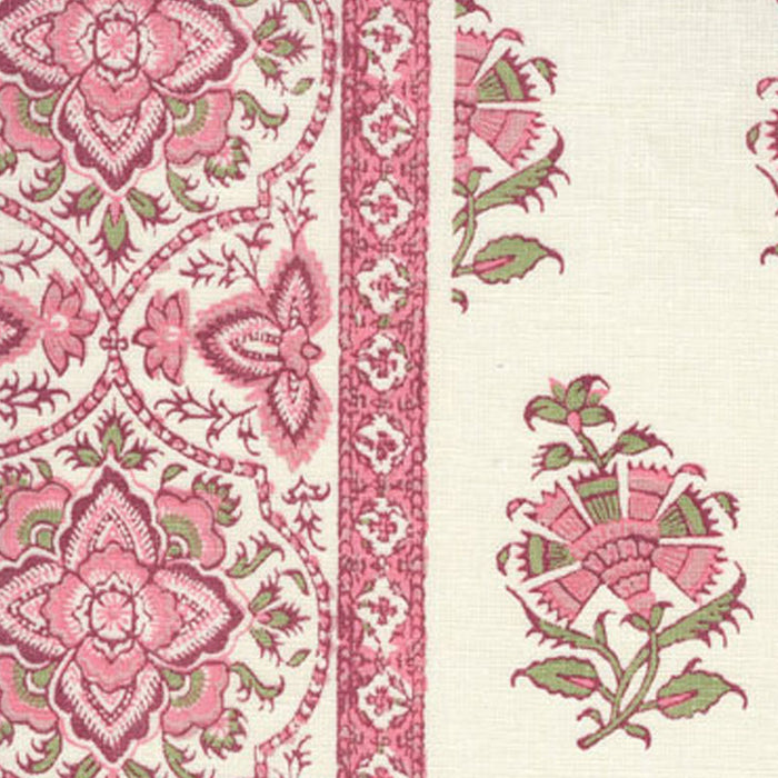 Home Couture Persian Flower with Border Pinks Green Fabric HC3000C-04