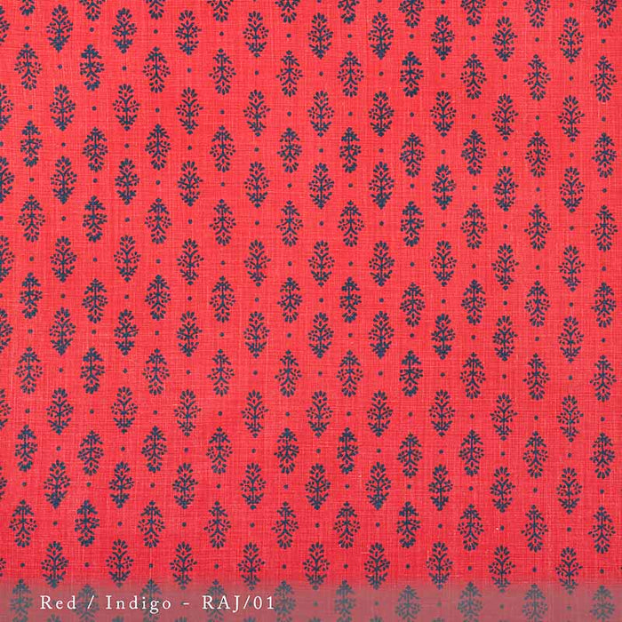 Lisa Fine Rajkot Red/Indigo Fabric RAJ-01