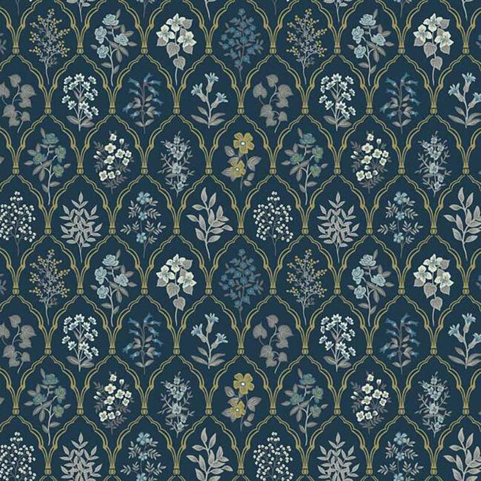 Rifle Paper Co Hawthorne Navy/Gold Wallpaper RI5131