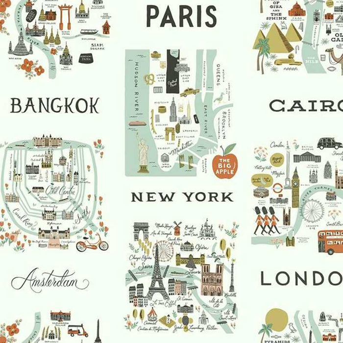 Rifle Paper Co City Maps Mint Wallpaper RI5160