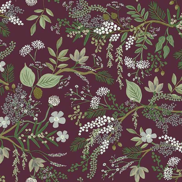 Rifle Paper Co Juniper Forest Burgundy Wallpaper RI5164