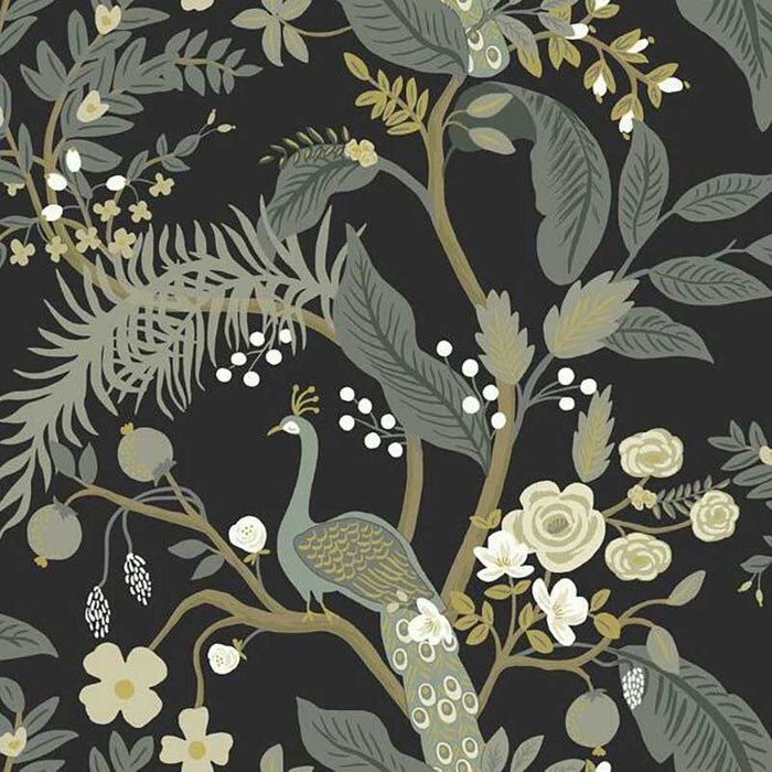 Rifle Paper Co Peacock Black Wallpaper RI5170