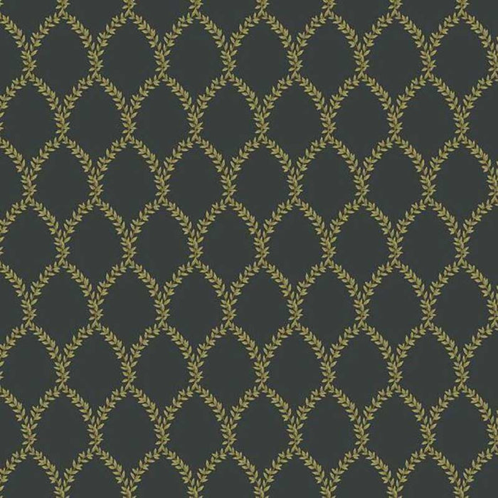 Rifle Paper Co Laurel Gold/Black Wallpaper RI5177