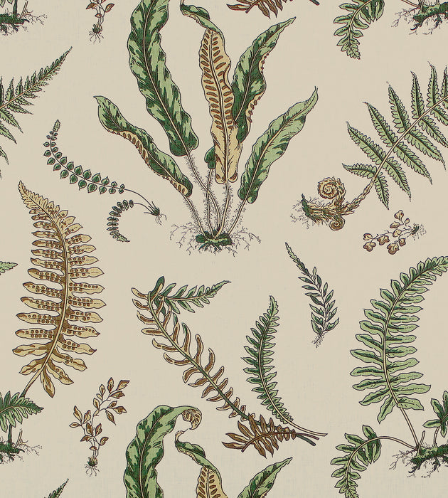 Scalamandre Elsie De Wolfe Greens On Off-White Fabric SC 000116378