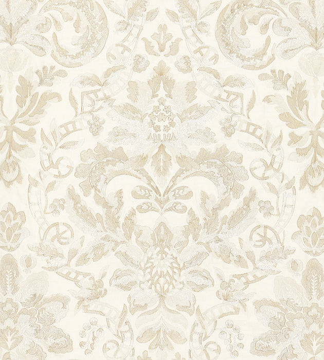 Scalamandre Elizabeth Damask Embroidery Alabaster Fabric SC 000127086