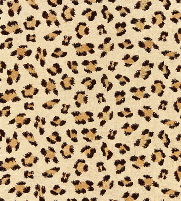 Scalamandre Broderie Leopard Chocolate On Sand Fabric SC 000227075