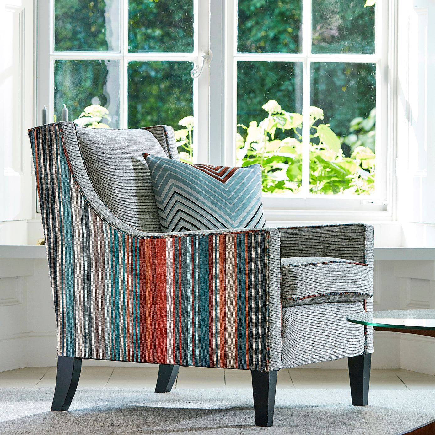 Harlequin Spectro Stripe Teal/Sedonia/Rust 132825 Fabric HMNI132825