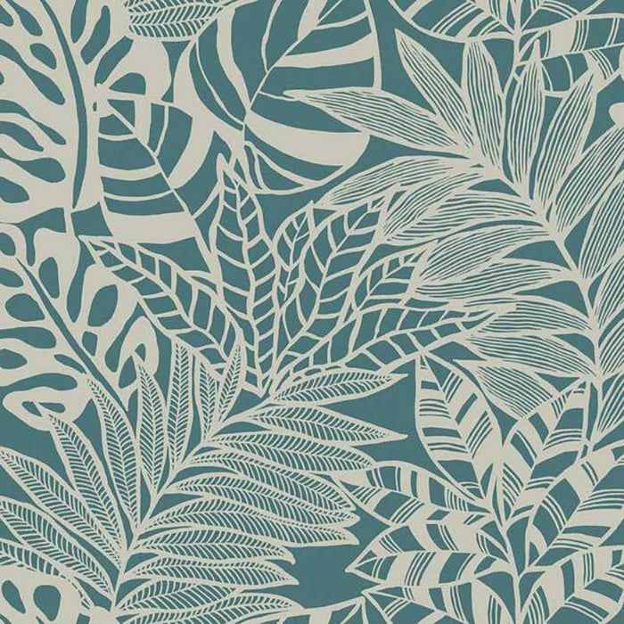 York Jungle Leaves Teal Wallpaper SS2572