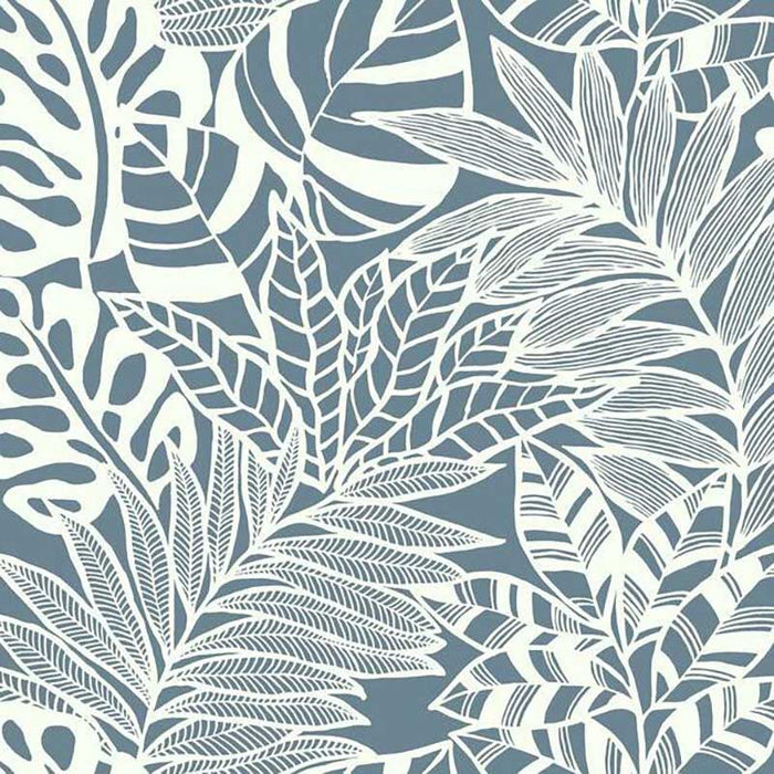 York Jungle Leaves Blue Wallpaper SS2576