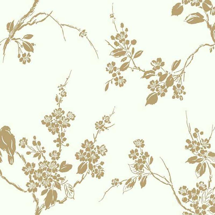 York Imperial Blossoms Branch Metallic Gold/White Wallpaper SS2590