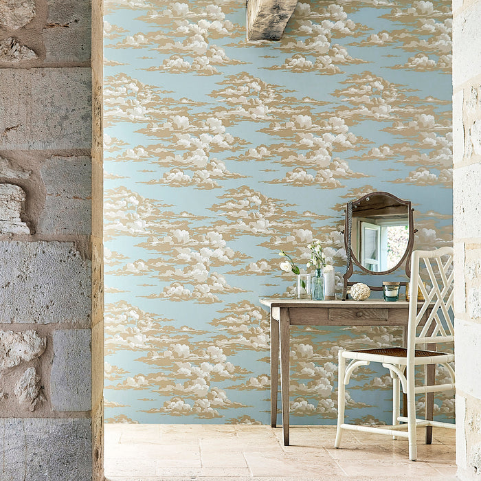 Sanderson Silvi Clouds English Blue 216601 Wallpaper DYSI216601