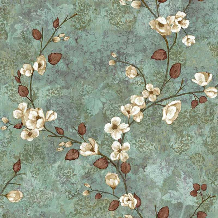 York Dogwood Teal, Dark Brown, White, Beige, Purple Wallpaper TB4314