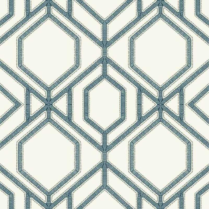 York Sawgrass Trellis White/Blue Wallpaper TC2634