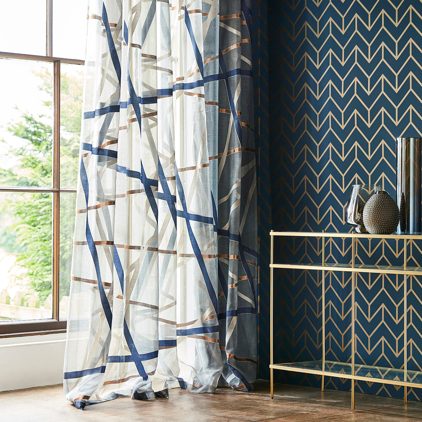 Harlequin Tessellation Teal/Gold 111984 Wallpaper HMWF111984